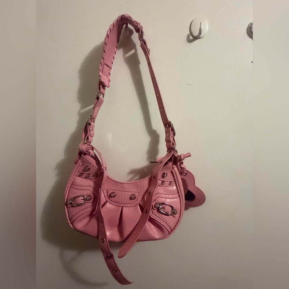Pink Leather Shoulder Bag